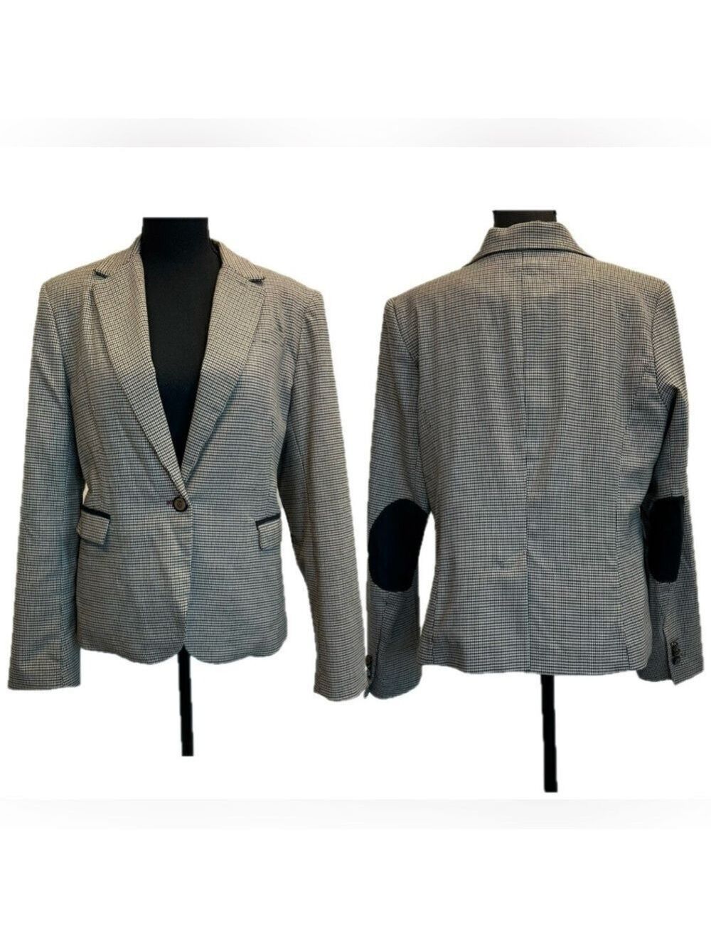 British Khaki Houndstooth equestrian style riding jacket blazer single breasted